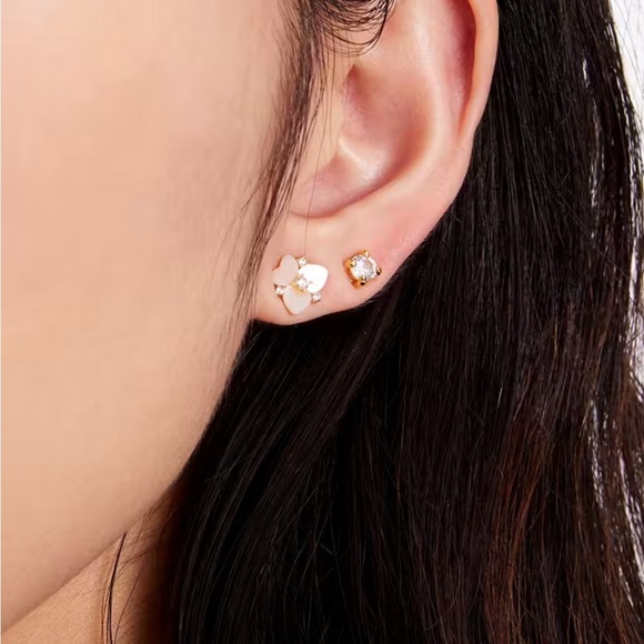 Kate Spade Precious Pansy Studs Set Mother of Pearl Pansies NEW - Picture 1 of 5
